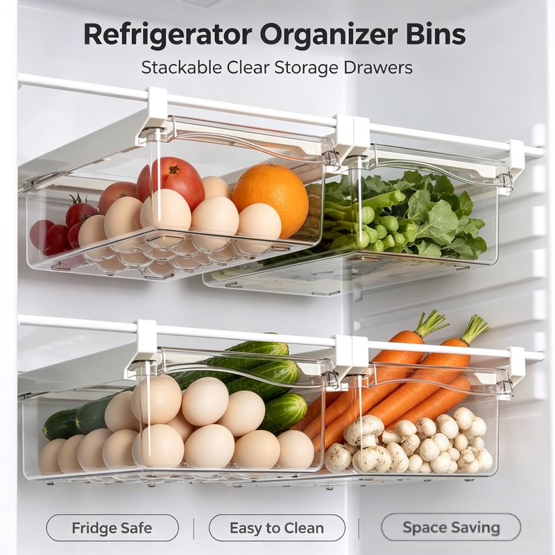 صندوق تخزين معلق منزلق للثلاجة - مراجعة Food Storage With Dividers وسعره